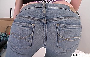Thick ass redhead Lilith Lust takes off her jeans and string thong