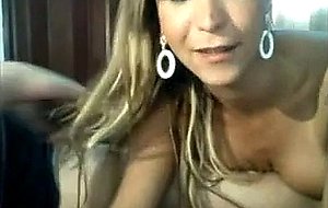 Sexy blonde tranny fucked on cam