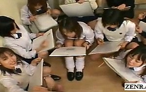 Subtitled cfnm japan schoolgirls art class with teacher