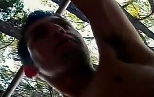 Sultry tranny with big breast fucking guy outdoor