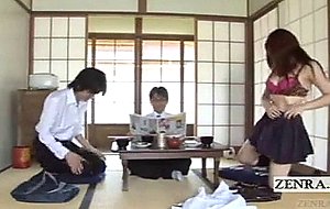 Subtitled apoplectic japanese schoolgirl strips at home