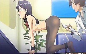 Stocking hentai coed gets vibrating her wet pussy
