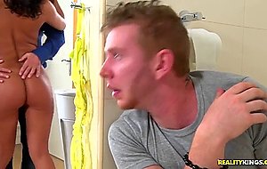 Lucy bell almost caught by her lover, sucking his son's cock