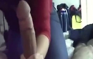 Girl needs 2 hands for this beast of cock