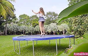 Big tit babe twerks on trampoline p4 
