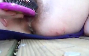 Hairy creamy clit outside