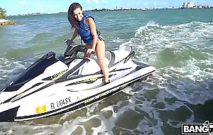 Kelsi monroe rides the jet ski and shows off her amazing ass