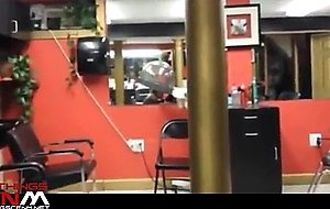 A latina milf gives client a bj in the hair salon after hours