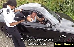 Ebony babe loves cop cocks