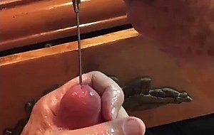 Urethral sounding using milked cum for lube