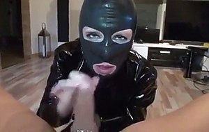 My latex slave lena worships cock and cum