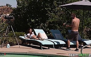 Nina north spending beautiful summer day by the pool