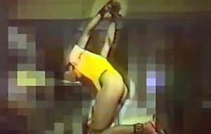 Oldie 24 selfbondage in yellow swimsuit