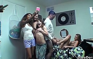 Naked college co-eds fucked intense in their dorm room during a party – nude girls