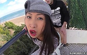 Sharon lee gets her tight asian cunt slammed on the balcony