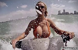 Nikki benz riding watercraft letting her tits bounce around with every wave jump
