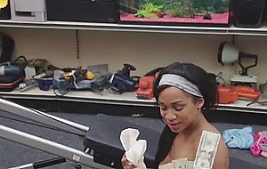 Muscled up black slut fucked and facial in pawn shop