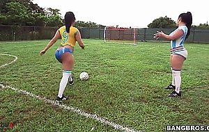 Two big ass latinas destiny and angelina playing football