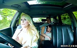 Jimena lago gives him a sneaky bj as his stepmom angel wicky driving them