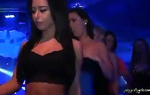 Horny girls eat pussy and cum in the club