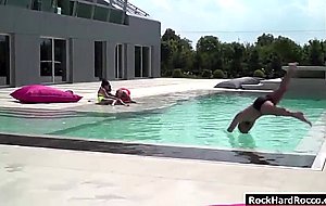 Megan and kelly enjoy getting analed on the poolside