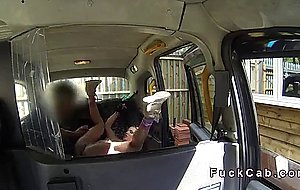 Huge tits blonde gets anal fucking in cab in public