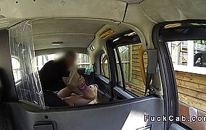 Huge tits blonde gets anal fucking in cab in public