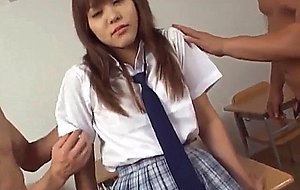 Asian teen gets fondled and fucked in a threesome