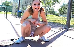 Blonde teen girl fucks herself with a tennis racket – nude girls