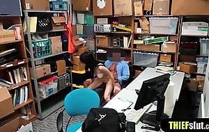 Raven haired shoplifter gets fucked  