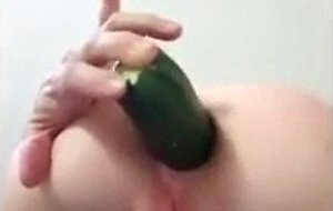 Requested, painful anal insertion of zucchini in tight assho