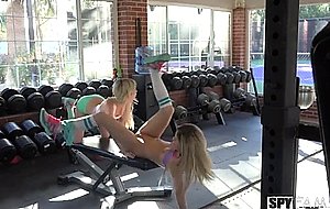 He fucks two young nude girls at the gym, his little stepsis and her best friend, after spying on them! – nude girls