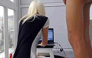 Blonde babe sucks her bf cock