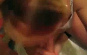 My wife sucking my cock and taking facial