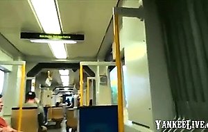 Young german sucking dick in the public bus  