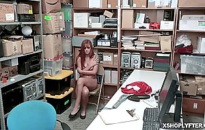 Shoplyfter feeding her mouth with a cock  