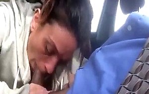 Wife gives bj in the car
