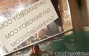 Athletic euro stud rimmed in the pool   