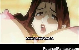 Anime futanari jizzes on girl