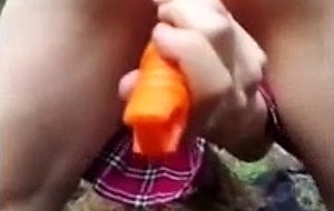 Mountain girl fucks her juicy pussy and then her tight littl