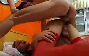 Guy pounding dicky slut in red stockings