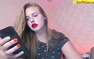 Cute blonde teen tranny with red lpipstick