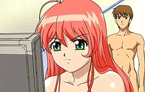 Busty hentai redhead tittyfucking and diloding