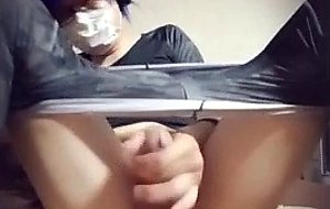 Cute japanese cd with thick cum