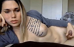 Tattooed tgirl on cam