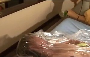 Japanese slut passes out in plastic bag  