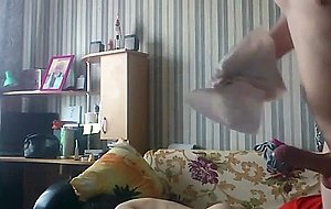 Russian girl is shy on cam