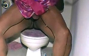 Blonde transvestite analed in toilet