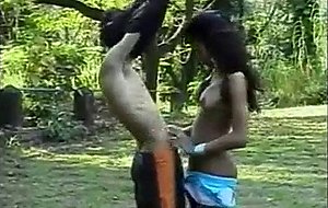 Guy & tranny fuck each other outdoors