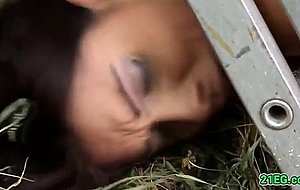 Horny petite babe gets fucked in outdoors  
